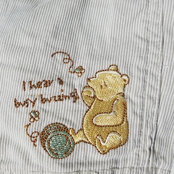 Disney Classic Pooh Bear Striped Overalls Set NB - Picture 4 of 9
